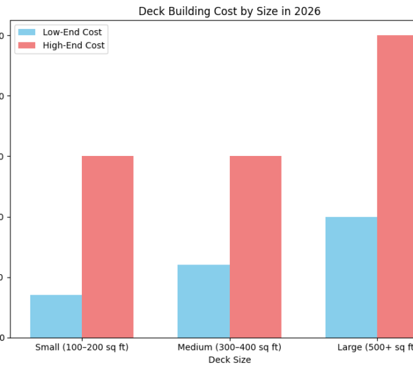 cost range for building decks of various sizes in 2026